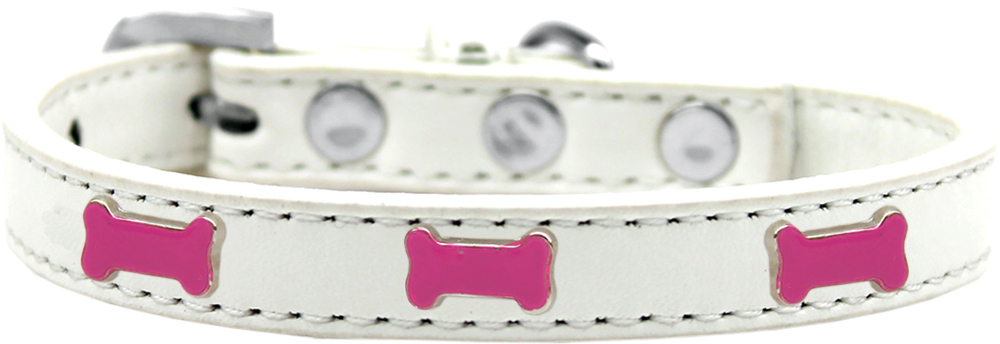 Pink Bone Widget Dog Collar White Size 10